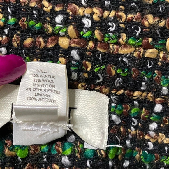 ANN TAYLOR LOFT | Women’s Wool Blend Cropped Tweed Blazer Green Brown Size 8 - Picture 10 of 11